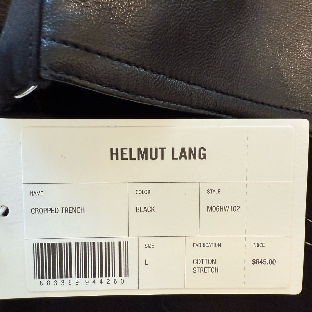 Helmut Lang NWT Black Cropped Trench Coat with Leather Accents - Picture 11 of 16